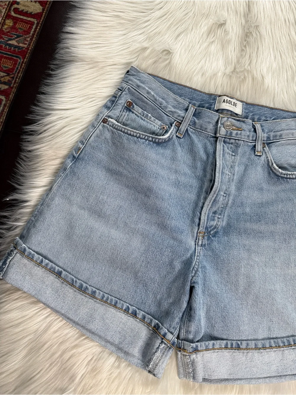 Agolde Dame High Waisted Cuffed Denim Shorts